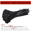 Black 8x300mm cable ties with 100 roots per bag shown in a diagram