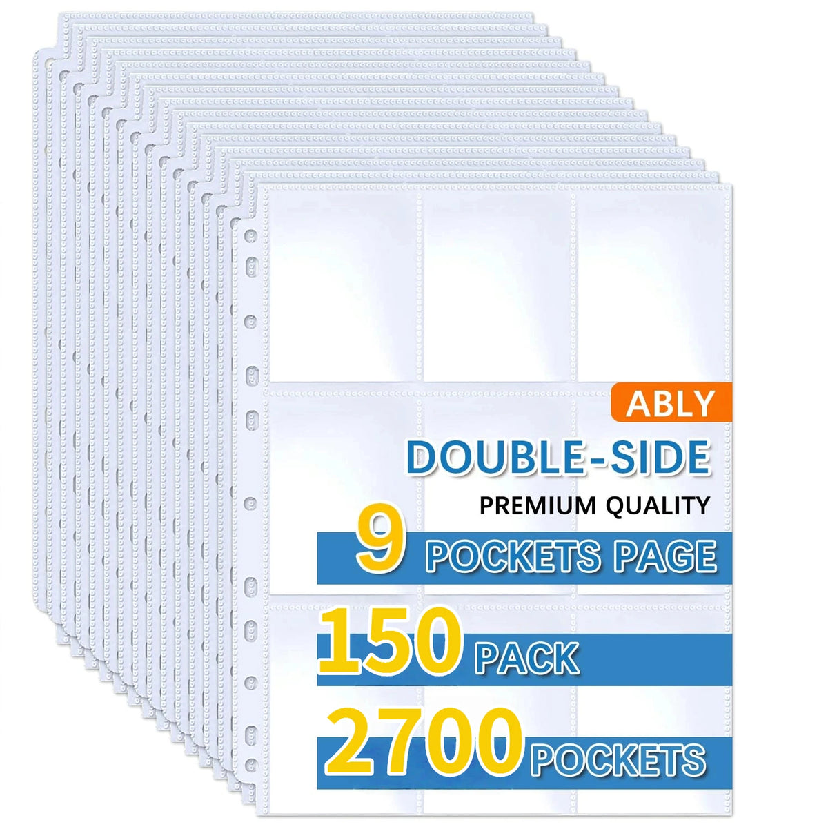 A stack of 150 packs of double-sided card sleeve pages with 2700 pockets for binder albums