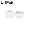 Une paire d'embouts en silicone blancs pour AirPods Pro, montrés comme deux composants séparés.