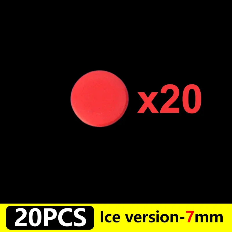 A red round PTFE glide foot for universal mouse skates, 7mm size, shown against a black background.