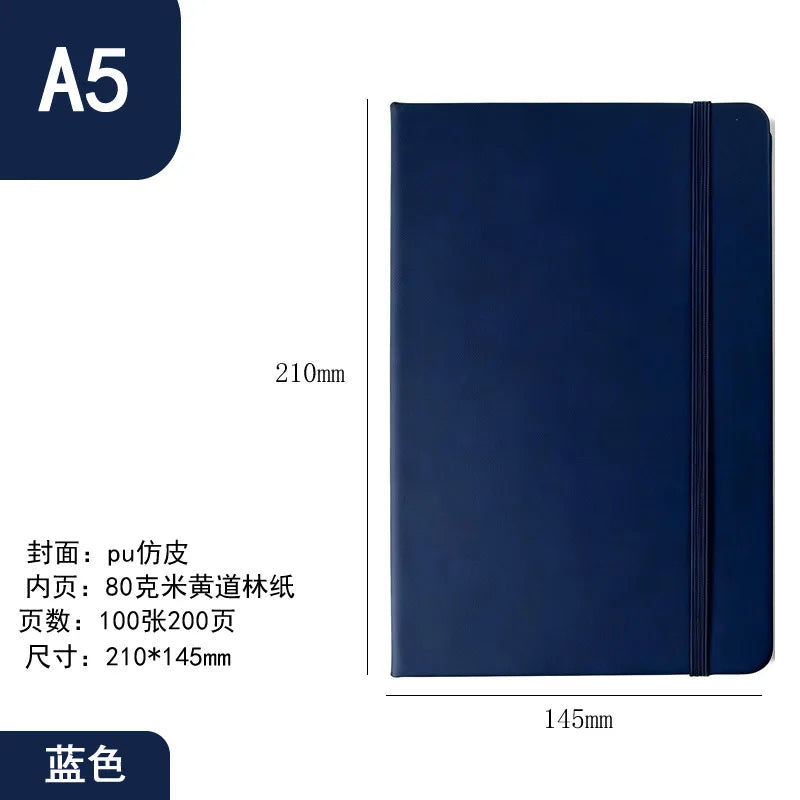 A5 blue hardcover lined notebook with a spiral binding