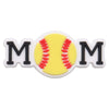 A white charm featuring the letters MOM surrounding a yellow baseball with red stitching.