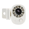 A white portable clip-on fan with a circular grille and an LED display showing 15%.