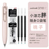 A set of Uni-Ball One P mini cute gel pens in pink packaging showing the pen and ink cartridge.