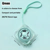 Green soft flexible measuring tape with a clip and storage case for measuring in centimeters and inches