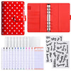 A red reusable PU leather binder featuring cash pockets and various organizational sheets.