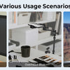 Verschiedene Anwendungsfälle, die einen verstellbaren Desktop-Magic-Arm für Videokonferenzen und Fotografie zeigen.