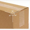 A brown kraft cardboard shipping box showing a 90-degree angle measurement for proper packing.