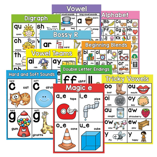 Set phonics-Lehrmittel für Vorschulkinder mit Diphthongen, Vokalpaaren und schwierigen Vokalen