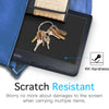A blue Kobo e-reader is shown with a protective screen protector applied, highlighting 4H hardness and scratch resistance.