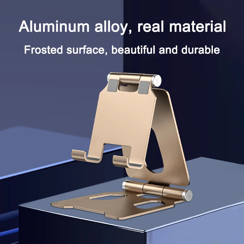 Support de téléphone en alliage d'aluminium bronze avec surface givrée et finition métallique.