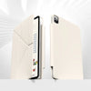 A beige magnetic protective case for an Apple iPad is shown with the screen visible and closed.