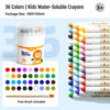 A set of 36 water-soluble crayons in a clear twist-up container with a free brush included.