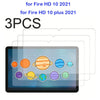 A set of three tempered glass screen protectors for the Amazon Fire HD 10 and Fire HD 10 Plus, featuring a colorful planetary