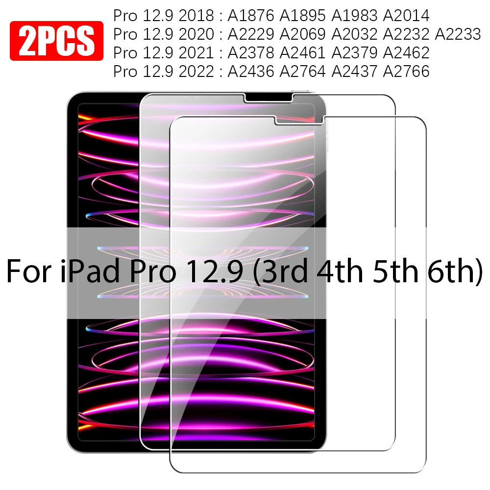 Zwei ultraklare gehärtete Glasschutzfolien für iPad Pro 12,9 Zoll Modelle