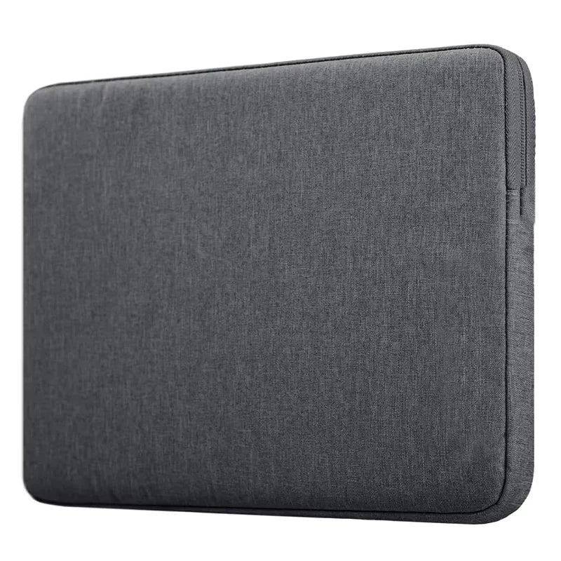 A dark gray protective sleeve for a laptop or tablet.
