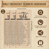 A set of 50 Bible emergency numbers bookmarks in beige paper with gold lettering.