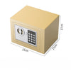 A beige rectangular digital lock safe box with a keypad and a circular keyhole, shown from the side.