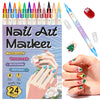 A set of dual-tip nail art markers with 24 colors and a brush for detailed nail designs.