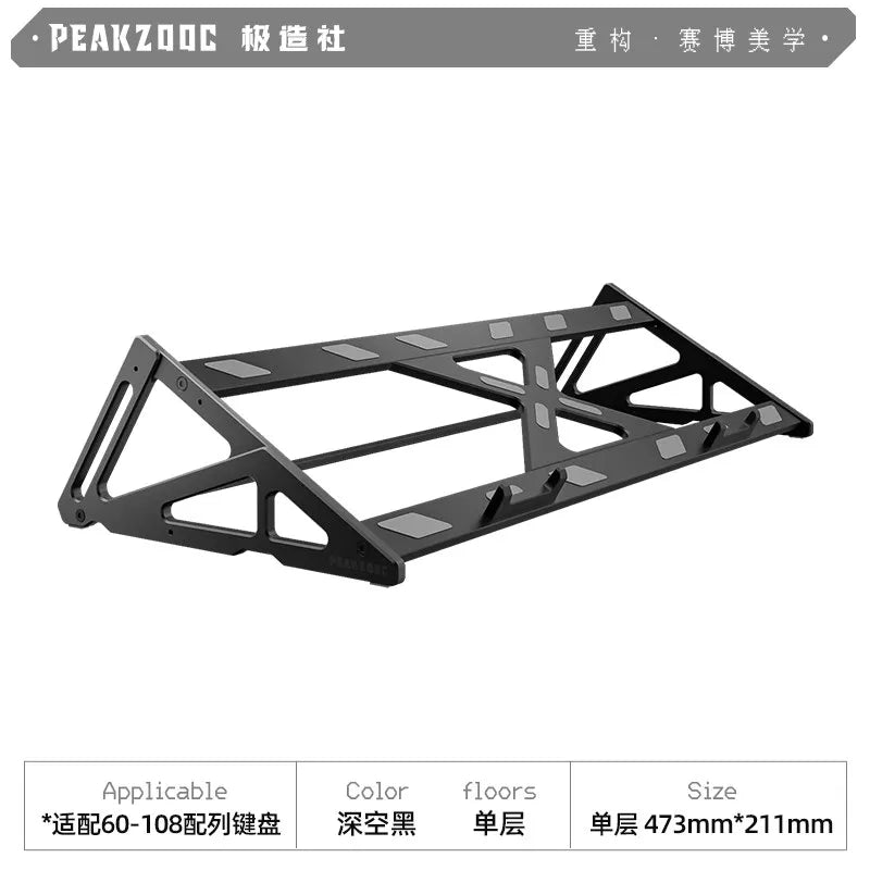 Black metal keyboard display stand with a folding design for mechanical keyboards