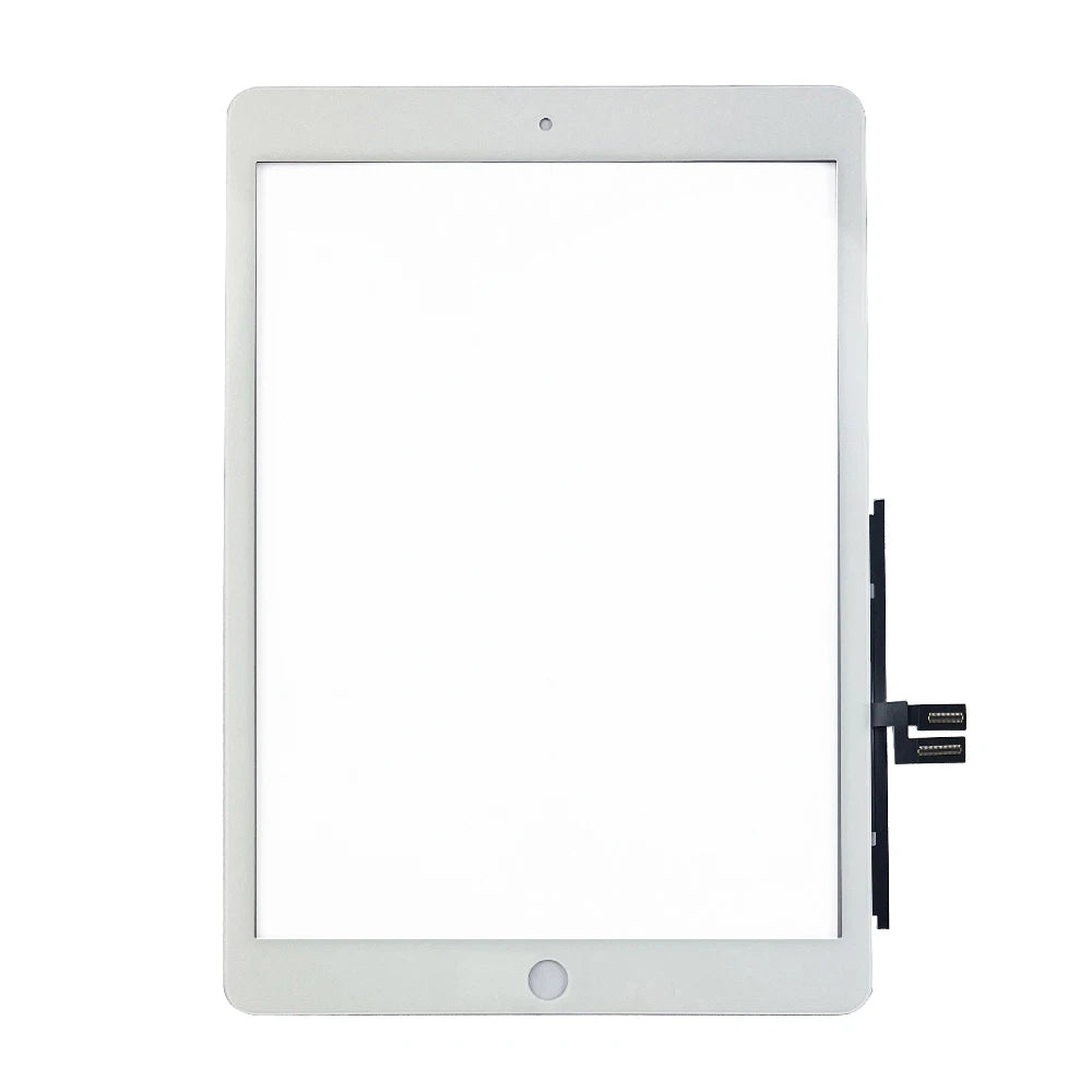 Panel de reemplazo de pantalla táctil blanco para iPad con cable conector negro.