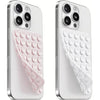 A white silicone suction cup phone mount with a double-sided grip shown in two views.