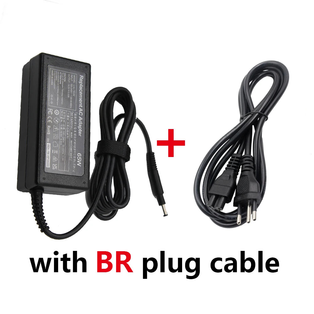 Black AC adapter with a BR plug cable for a laptop power supply