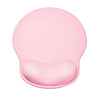 Pink ergonomic wrist support mouse pad with a contoured shape