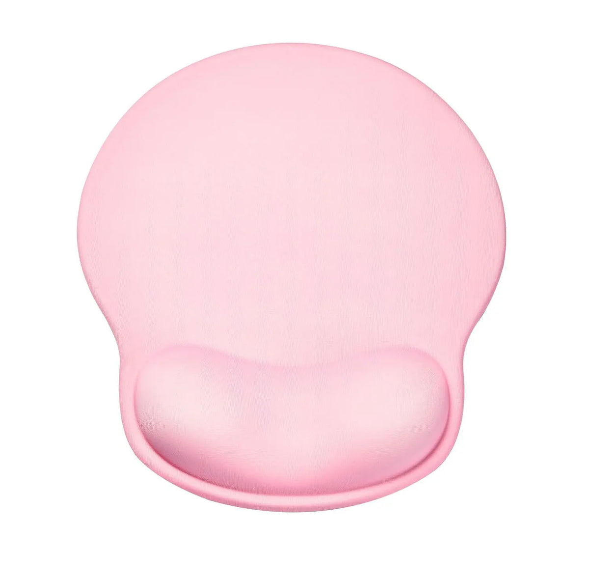 Pink ergonomic wrist support mouse pad with a contoured shape