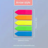 A set of five fluorescent colored arrow style sticky notes with index tabs in pink, orange, yellow, green, and blue.