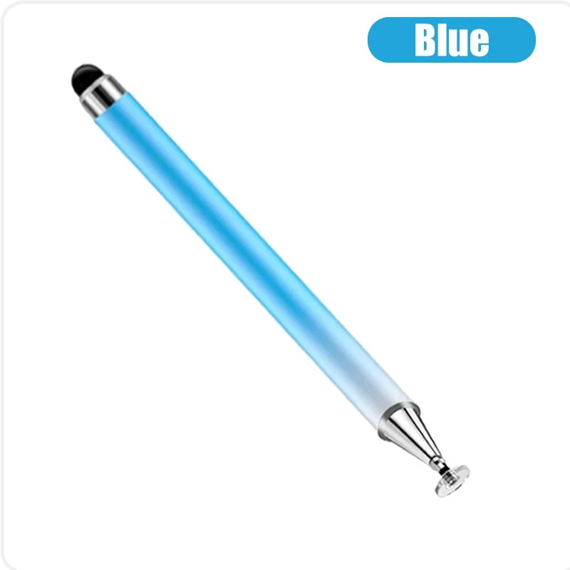 A blue precision stylus pen is shown, highlighting its design for tablets and phones.