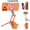 Soporte de teléfono magnético naranja para escritorio y viaje con brazo flexible