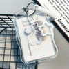 Crystal clear card holder with a white silicone keychain and a star-shaped charm