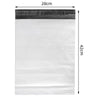 A white bulk waterproof packaging bag with a black top edge, measuring 28cm wide and 42cm high.