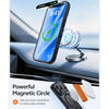 A close-up of an iPhone in a magnetic wireless charging lens protector case, showing the screen displaying 9:41 and a chargin