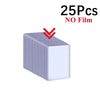A stack of 25 clear protective card sleeves with anti-scratch film, shown from the side.