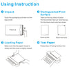 Instruction steps for using A4 thermal paper, including unpacking, loading paper, and tearing the paper.