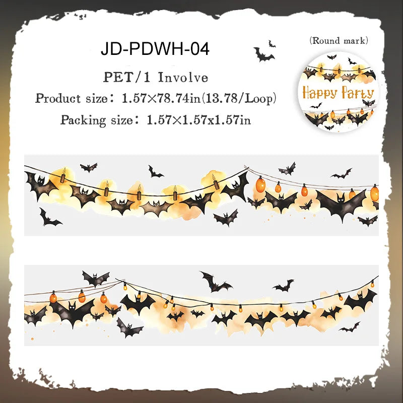 Packaging for JD-PDWH-04 PET/1 Involve vintage gothic Halloween decorative masking tape.
