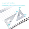A set of aluminum drafting rulers showing various angles including 30, 45, 60, and 90 degrees.
