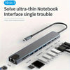 A gray 10-in-1 multi-port USB-C docking hub with various ports including USB 3.0, USB 2.0, SD/TF, and RJ45 connectors.