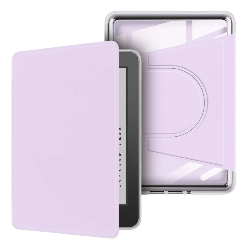 A light purple magnetic detachable protective case for a Kindle device.
