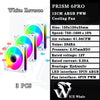 مروحة تبريد ARGB PWM من نوع White Reverse Prism 6PRO بحجم 12 سم تُعرض في ثلاث قطع