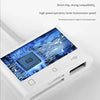 Un lector de tarjetas plug and play blanco con un circuito impreso azul
