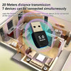 A device demonstrating 20 meters distance transmission and simultaneous connection of seven devices using a Bluetooth chip.