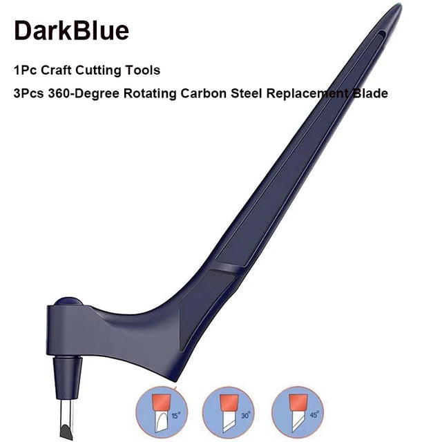 A dark blue 360-degree rotating carbon steel replacement blade for craft cutting tools.