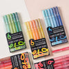A collection of Languo 90-color acrylic gel pens in various colors and packaging displayed on a light background.
