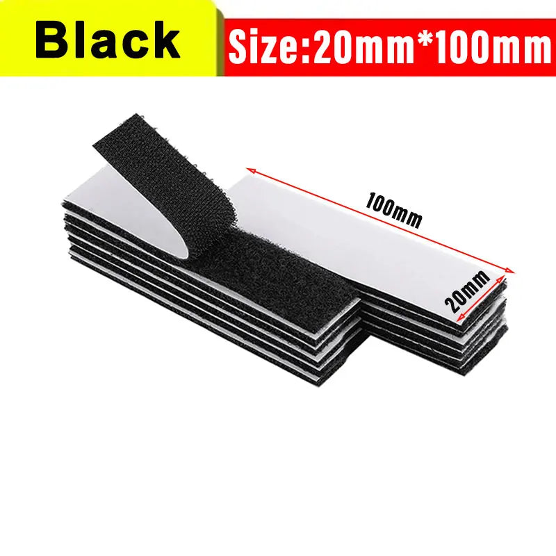 Rubans d'attache auto-adhésifs velcro noir, mesure 20mm par 100mm