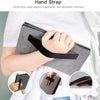 A hand holds a gray handheld drawing pad case designed to secure grip for holding a device with one hand.