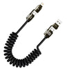 A black 2-in-1 high-speed data sync cable with USB and power connectors.
