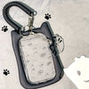Schwarzes Silikon-Katzen-Anhänger-Leser mit klarer Plastikkarte und kleiner Katzen-Anhänger.
